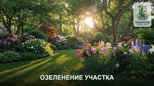 Озеленение участка, газон и посадка